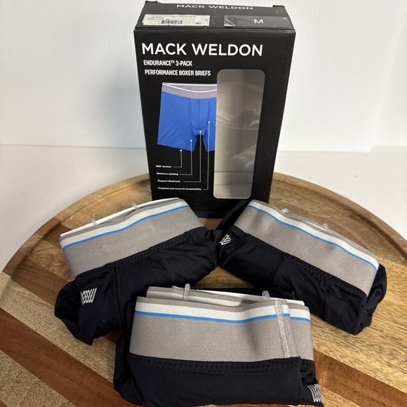 Mack Weldon Endurance FX Performance Boxer Briefs 3-PACK Black Size Medium - Picture 1 of 6